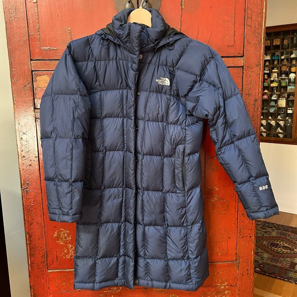 The North Face Women’s 600 Down Puffer Jacket Long Parka Coat Navy Blue - XS